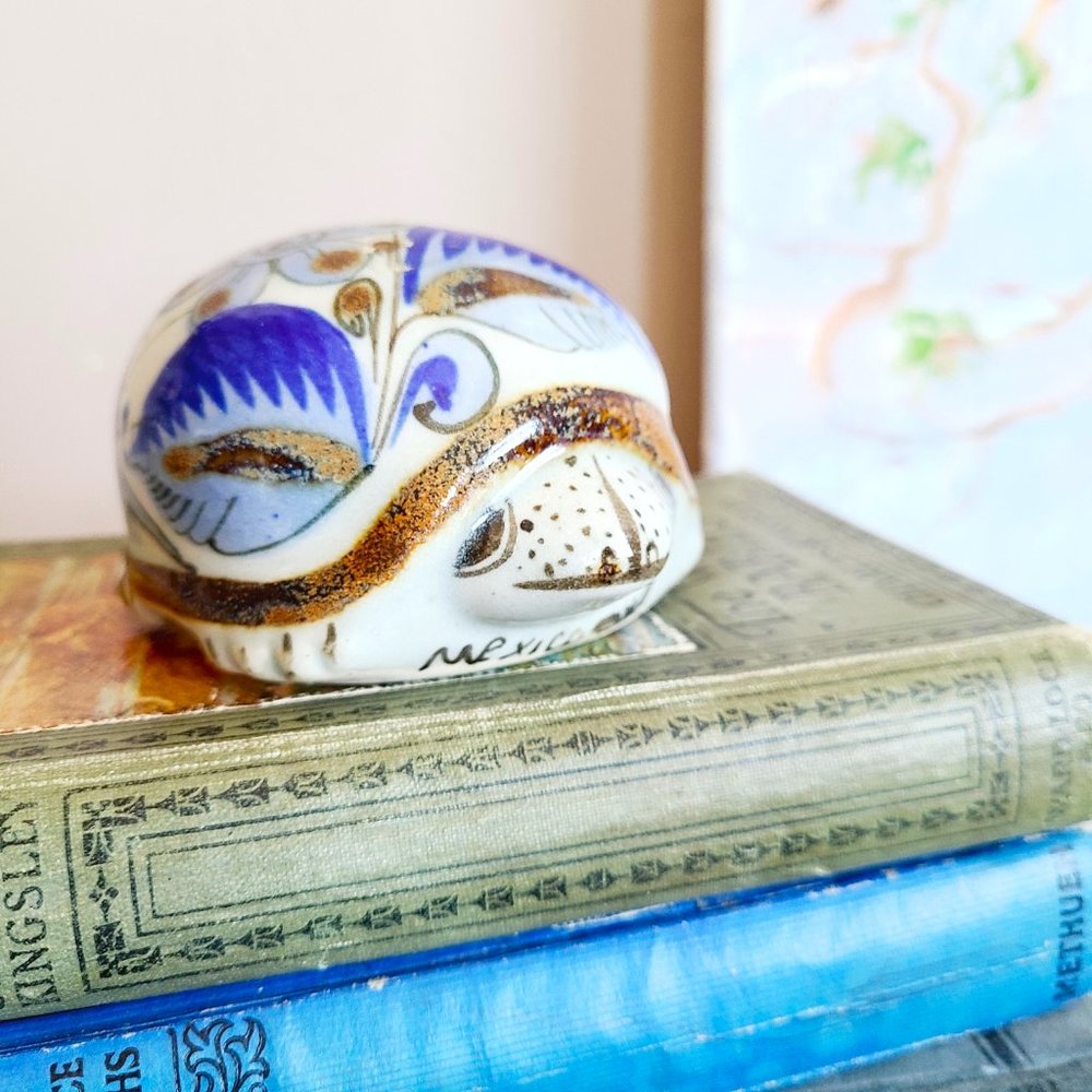 Vintage Mexican Tonala ceramic hand painted turtle figurine. - Picture 2 of 5